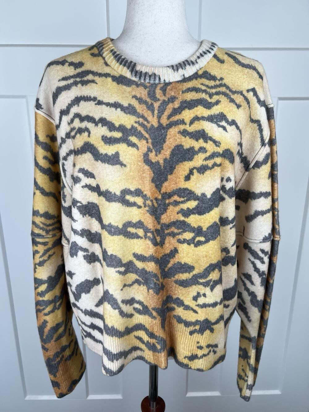 Philosophy di Lorenzo Serafini Wool Tiger Print Sweater Size 12 Made in Italy